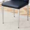 Table and chair set.Modern circular transparent tempered glass table, tempered glass tabletop, silver metal table legs.A Set of 4 Black PU Comfort Dining Chairs with extended backrest.