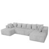 Modular U-Shaped Sectional Sofa,130-inch 4-Seater Chaise Lounge with Reversible Design, Striped Corduroy Fabric in Gray – Customizable Living Room or Bedroom Couch, Freely Configurable Layout.