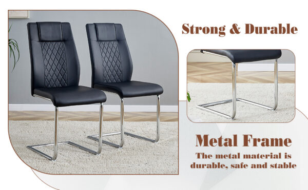 f4e6c2fc092b42d3adf9a5ddbb0a893e_353d4e5e110ccb78853cc2a9fcde7e0b Table and chair set.63*31.4 Inch Pandora Patterned Sintered Stone Dining Table Set - 6 Black Chairs With Silver Metal Legs.Modern Light Luxury.Perfect For Dinner Room,Meeting Room,Kitchen,etc.