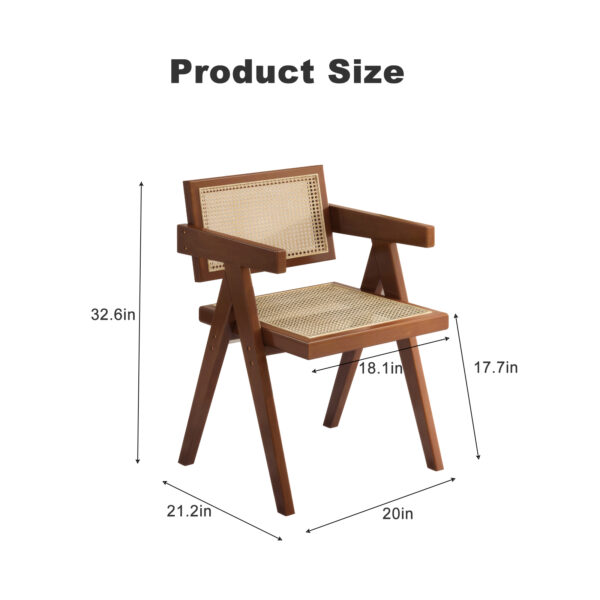 f52a34e673ac407988e48c836f42a665_525e3eec2c466fa7900c4bfb952b3f75 Modern Mid Century Dining Chairs Set of 2, Rattan Accent Chairs, Comfy Armchairs, Outdoor Wood Chairs with Armrest for Bedroom Living Room Reading Room Dining Kitchen, Brown