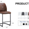 A set of two brown chairs, including suede cushions and black metal legs. Small size, suitable for select groups, suitable for dining room, kitchen, terrace and guest office chairs (set of 2)