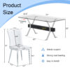 Table and chair set.Elegant Transparent Tempered Glass Dining Set - 71"x35.4" with 8 White PU Chairs with a vertical stripe design on the backrest.