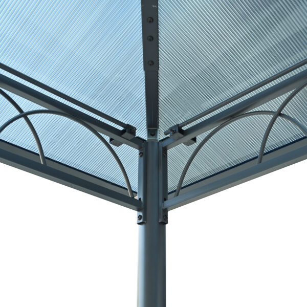 TREXM 10'x10' Hardtop Outdoor Gazebo with Polycarbonate Roof, Patio Gazebo with Aluminum Frame, Mosquito Netting and Privacy Screens for Shade and Rain, Backyard Tent for Backyard, Garden, Lawn (Grey)