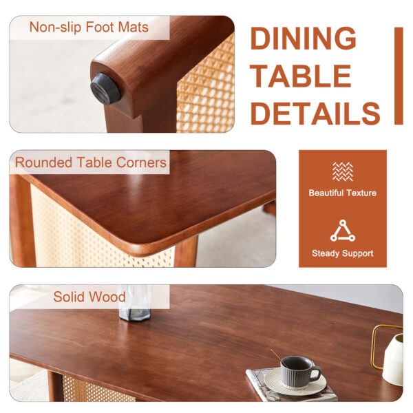 f57eabe5c2e74341902ea3be57124cba_a0f6b669db95426a8ad5793411f48031 Chinese country retro solid wood dining table,simple modern imitation rattan dining table.Suitable for dining room, living room, office.Natural Style Walnut Solid Wood Dining Table.