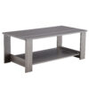 A modern and practical gray textured coffee table,tea table.Double layered coffee table made of MDF material,. Suitable for living room,bedroom and study room. 43.3"*21.6"*16.5"   CT-16