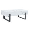47.2"x23.6" Black and White Minimalist MDF Marble-Patterned Coffee Table.White marble pattern sticker,Black metal leg spray coating,MDF Coffee table.Showcasing a modern and simple style.