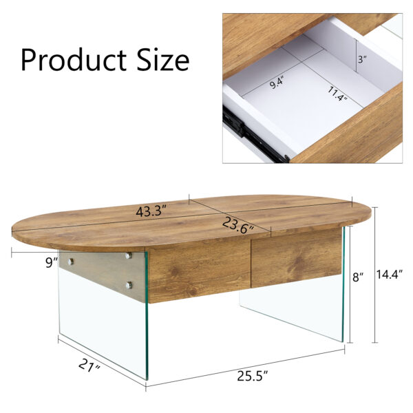 f5b6f323cb8641a9b6c2b37eb5a52fb6_3c7e3f065ffd8d7659735cdc081a8be4 Coffee table with double drawers. The board surface is MDF sticker, and both sides are transparent tempered glass. The design is simple and elegant, with excellent storage functions.