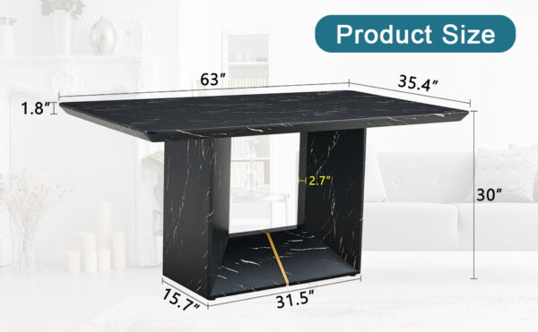 This modern dining table with MDF marbled design gives you a luxurious and elegant feel, adding a touch of elegance whether it is a family dinner or entertaining guests.
