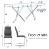 Table and chair set.71''*35.4'' Inch Modern Luxurious Transparent Tempered Glass Dining Table Set with 8 Chairs.Double Fork Silver Metal Table Legs.Dark Gray High-quality PU Dining Chairs.