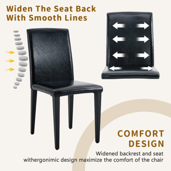 f5cf3ed1bb724adaa57d41c43f120dce_73ab510a69418ea7a84a4fe12936b69e Table and chair set.79"x31.5" Inch Tempered Glass Tabletop With X-shaped Black Metal Table Legs,Wood Grain Textured MDF Crossbeam.Paired With 10 Black PU Dining Chairs, Simple And Versatile.