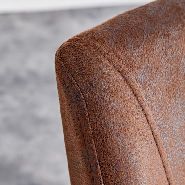 A set of two brown chairs, including suede cushions and black metal legs. Small size, suitable for select groups, suitable for dining room, kitchen, terrace and guest office chairs (set of 2)