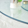 Double layer rotatable round glass.Golden aluminum plate,The rotatable design makes it convenient to retrieve and place items.The upper glass has a diameter of 20 inches,the lower glass15 inches.