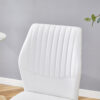 Luxury Simple Chair - Set of 4 White PU Material High Resilience Dining Chair with Metal Gold Leg.The Chair Back Has a Vertical Stripe Design With Smooth And Uniform Lines.