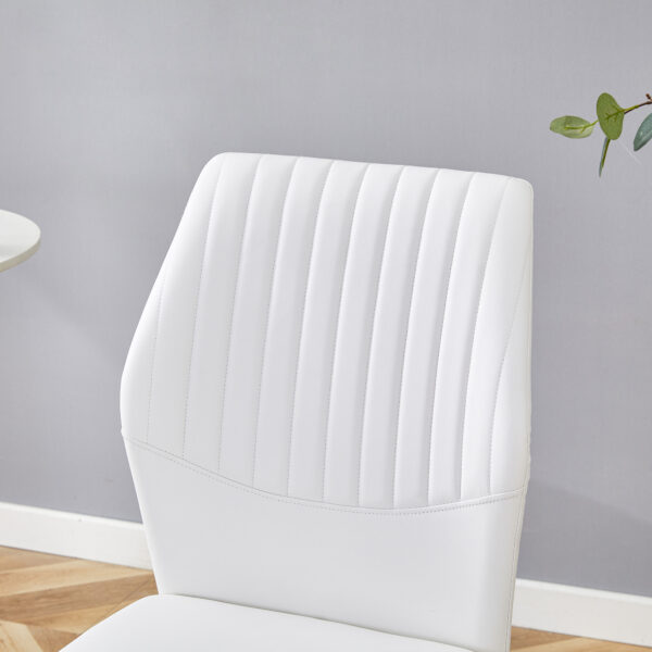 f62a1d9ee3154b2399c9031a8c606b40_980e81e3f09447d6ced19ec4221b877c Luxury Simple Chair - Set of 4 White PU Material High Resilience Dining Chair with Metal Gold Leg.The Chair Back Has a Vertical Stripe Design With Smooth And Uniform Lines.