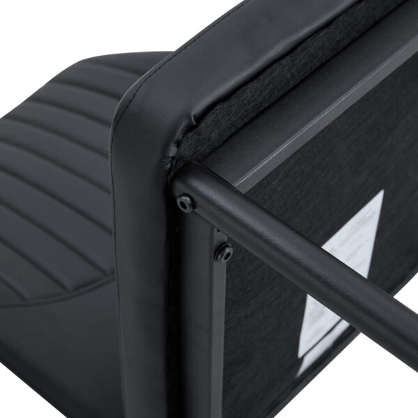 f63e48d1a0a84e27996e59812f622f49_ccdcf37f474756da7e201a7311772168 Luxury Simple Chair - Set of 6 BLACK PU Material High Resilience Dining Chair with Metal Black Leg.The Chair Back Has a Vertical Stripe Design With Smooth And Uniform Lines.