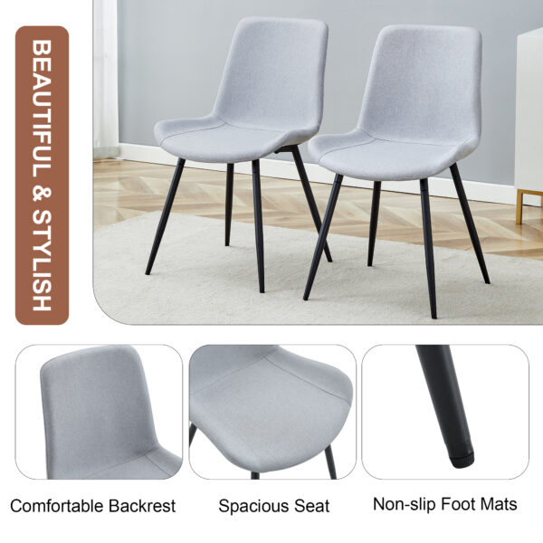 f63f747c32094eb4bda7d917c097ddd0_15a1041cf4ee0cf2c795d5a069f87c64 Comfortable Linen-Cotton Dining Chair Set - Four Pieces in Light Gray.Integrated Seat and Backrest,Linen-Cotton Material,Curved Widened Cushion Design For More Comfort.