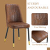 Table and chair set.67"x36" Wood-Textured MDF Dining Table Set with 6 Brown Suede Chairs.MDF sticker,Wood colored texture sticker,Brown armless dining chair,Suitable for kitchen,Dining room,etc.