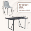 Table and chair set.Modern Black Marble Pattern MDF Dining Set - 55"x31.4" with 4 Light Gray Linen Fabric Chairs.Iron Pipe Spraying Chair Legs.Suitable for kitchen,Dining room,etc.
