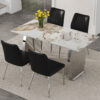 Table and chair set.63*31.4 Inch Pandora Patterned Sintered Stone Dining Table Set - 4 Shell Textured Black Chairs, Modern Light Luxury.Perfect For Dinner Room,Meeting Room,Kitchen,etc.