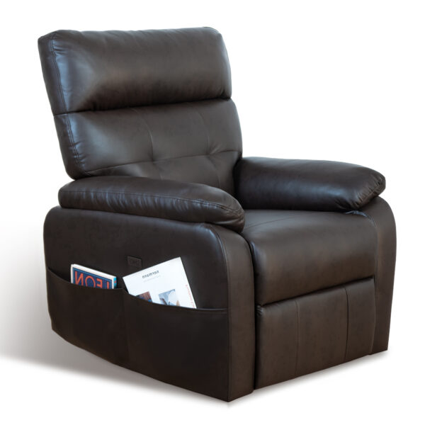 Electric Power Swivel Recliner Chair - Oversized PU Leather Massage Recliner with USB/Type-C Charging, 360° Rotation & Rocking Function, Living Room Reclining Sofa ,Dark Brown