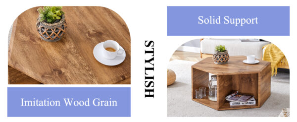 f6ab699388fc44158d141361a6a1386a_29123992db020022ebc4731195bde587 Hexagonal MDF coffee table, characteristic pattern stickers, multi-hole design to give more storage space, simple and convenient design makes it suitable for all kinds of style scenes.