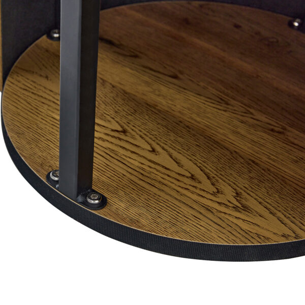 f6d32e62b9904438822ddab6813e68aa_5ced9740162c8bc388562a3ddee09013 A modern circular coffee table with a diameter of 27.5 inches interprets home aesthetics and practicality. MDF material,cylindrical table leg design.Becoming the visual focal point of home decoration.