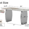 Modern rectangular dining table, imitation marbled rock plate table top, stainless steel table legs, suitable for kitchen, dining room, living room 63 inches * 31.4 inches.