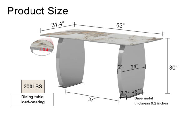 f6d84e1bd724492eb4f1c39432aebb19_13b96a160add78dc57c4a10a2072d1a7 Modern rectangular dining table, imitation marbled rock plate table top, stainless steel table legs, suitable for kitchen, dining room, living room 63 inches * 31.4 inches.