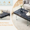 43.3"x23.6" Black Marble-Patterned MDF Coffee Table with Tempered glass legs.Suitable for Living Room.It can be used not only as a coffee table but also as a side table or display stand.