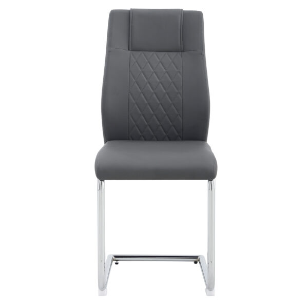 Modern Dining Chairs with Faux Leather Padded Seat Dining Living Room Chairs Upholstered Chair with Metal Legs Design for Kitchen, Living, Bedroom, Dining Room Side Chairs Set of 4 (Grey+PU)C-001