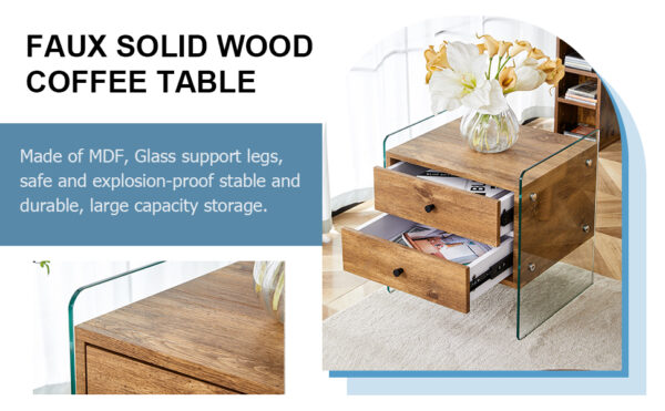 f6e655a37d14461b80310cd3262d7002_f9b37e21c4ade49821ce41c56472f270 Double-drawer bedside table. The board surface is MDF sticker, and both sides are transparent tempered glass. The design is simple and elegant, with excellent storage functions.