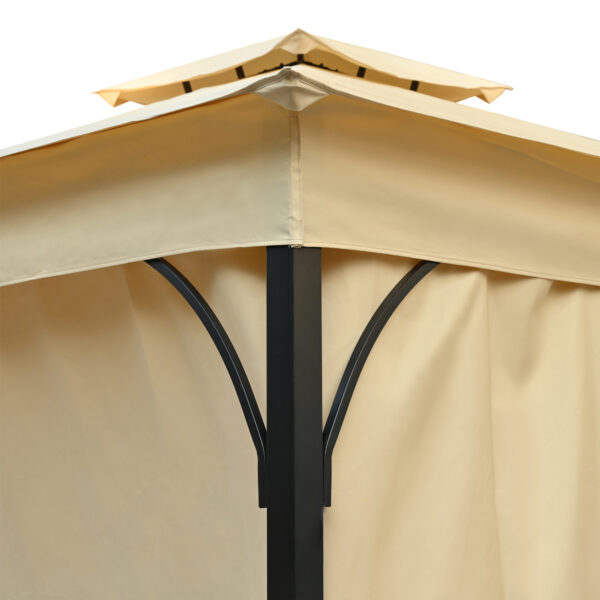 TREXM 10x12 Outdoor Gazebo Tent with Double Roofs, Patio Gazebo with Mosquito Netting and Privacy Screens, Patio Canopy for Shade and Rain for Backyard, Garden, Lawn and Deck (Beige)