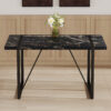 Industrial rectangular MDF black dining table for 4-6 people with 1.5 inch thick MDF top and black metal legs for work desk, kitchen, terrace, dining room.55*31.4