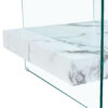 31.4 Inch Modern Two-Tier Square Coffee Table - An Elegant Combination of Clear Glass and White Marble Pattern Sticker.It can be used as a coffee table,a side table or a display stand.