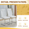 Table and chair set.71 * 35.4 inch rectangular dining table.Tempered Glass Tabletop,Silver 7-shaped Metal Table Legs.Paried With 6 White High-quality PU Chairs With Arched Metal Legs.