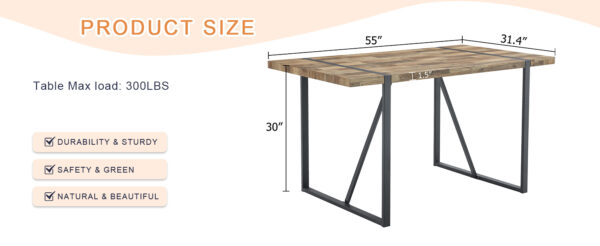 f7690bb72f044da1b0bb11e7bf852ed8_781ceef34206825e37e06782031498a8 A minimalist retro rectangular dining table with a specially textured top and black metal legs.Contemporary Minimalist MDF Wood Color Textured Tabletop.Able To Give People A Visual Beauty With Rules.