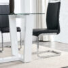 Glass Dining Table Large Modern Minimalist Rectangular for 6-8 with 0.4" Tempered Glass Tabletop and white MDF Trapezoid Bracket,For Kitchen Dining Living Meeting Room Banquet Hall F-1550