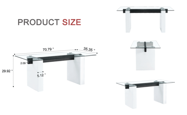 f7857db50a684b10a26dd2869a901c66_effce92f5fd95acd81b1bc2fb452b685 Large modern rectangular table with 0.4 inch patterned tabletop and large MDF table legs, suitable for kitchen, dining room, and living room 71 "* 35.4" * 30 "