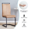A modern and practical circular dining table. Made of MDF tabletop and wooden MDF table legs. 6-piece technology cloth high backrest cushion side chair, C-shaped tube black metal legs. CT-403   C-1162