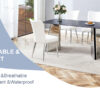 Table and chair set.63"x31.5x30" Black Marble-Patterned Slabs Tabletop with Stainless Steel Butterfly Legs.Paired with 4 white PU dining chairs with a vertical stripe design on the backrest.