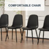 Modern Minimalist Black Dining Chair Set - Four Chairs per Box, Stable and Comfortable.Modern Mid-Century Style Upholstered Side Chairs,Spoon Shaped Chairs With Black Metal Legs.