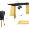 Table and chair set.63"x31.5x30"Black Texture With Lines Patterned Sintered Stone Table with Golden Stainless Steel Legs.Paried With 4 Black PU Chairs with Simple Line Designs On The Backrest.
