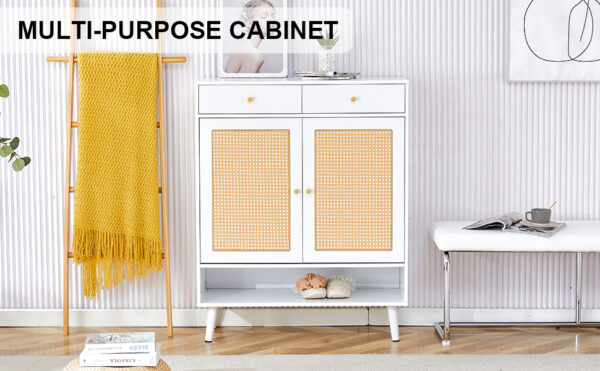 Modern minimalist storage cabinet, rattan shoe cabinet, bed top cabinet. Beautiful shape, suitable for corridors and living rooms.