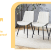Extended Seat Cushion PU Dining Chair Set - Four Pieces.Smooth line design.Can integrate well into various modern home decoration styles.White and Dark Gray Splicing Colors.