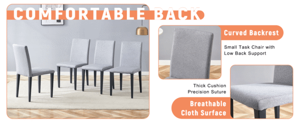 f7e82724183a4ea0a84658270d748a83_14920809fd3f8bc14edeb88b6f8054e5 Table and chair set.71*35.4 inch White And Black Spliced Dining Table With Storage Function In The Middle Of The Table Legs.Paired With 8 Light Gray Linen-Cotton Dining Chairs, Simple And Versatile.