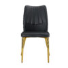 Four black dining chairs. A medieval modern chair made of PU material with soft cushions, equipped with golden metal legs. Suitable for restaurants and living rooms