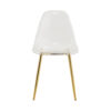 Transparent and stylish ergonomic dining chair unlocks a new experience of lightweight fashion, comfort, and stability. Transparent seat cushion, golden metal legs. One box of three.
