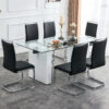 Large modern rectangular table with 0.4 inch patterned tabletop and large MDF table legs, suitable for kitchen, dining room, and living room 71 "* 35.4" * 30 "