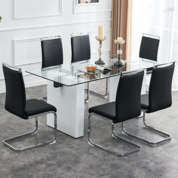 f88956c609cb4ff197ded9c5b3ac8ef2_fc8d775641ddc7609e279d5f961fe466 Large modern rectangular table with 0.4 inch patterned tabletop and large MDF table legs, suitable for kitchen, dining room, and living room 71 "* 35.4" * 30 "