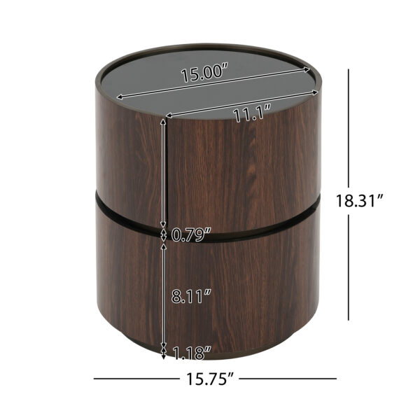f8966f3de8c6470e9a9c4caa42d82d9a_c6f32f6b2683dadc70eb6a4e89687107 MDF ITALIAN HIGH-GRADE DOUBLE-LAYER STORAGE ROUND SIDE TABLE, BROWN AND BLACK COLOR